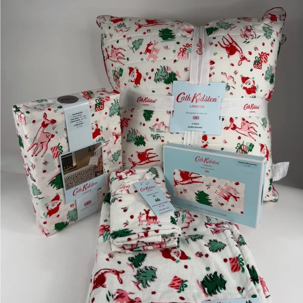 Cath Kidston Ditsy Deer Pink 12 PC Christmas Bundle ~ Precious NWT ~ Full
